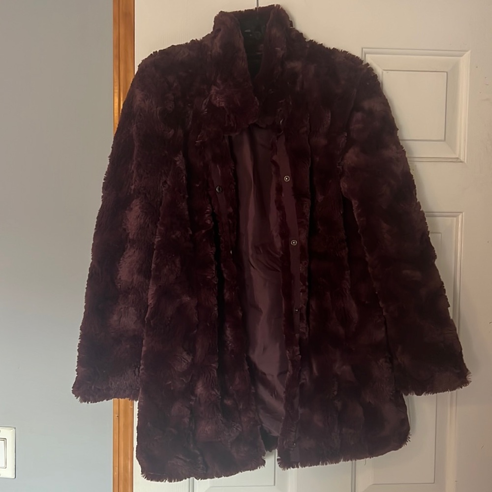 Dark purple faux fur jacket